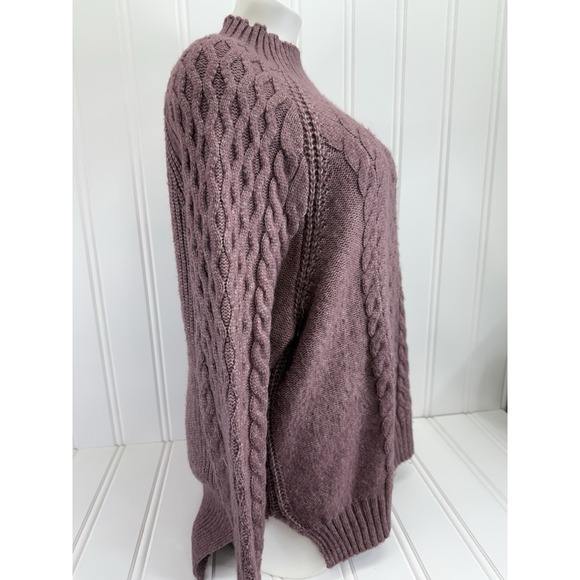 A New Day Women's XL Mauve Cable Knit Mock Neck Pullover Sweater Soft Cozy - Picture 2 of 10